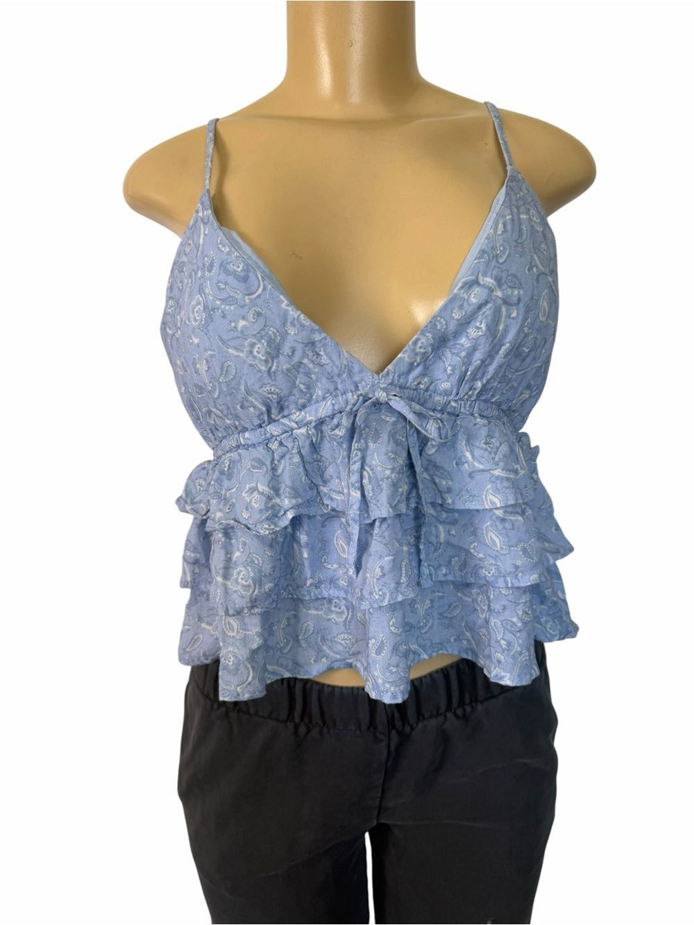 Hollister Light Blue Paisley Ruffle Cami large